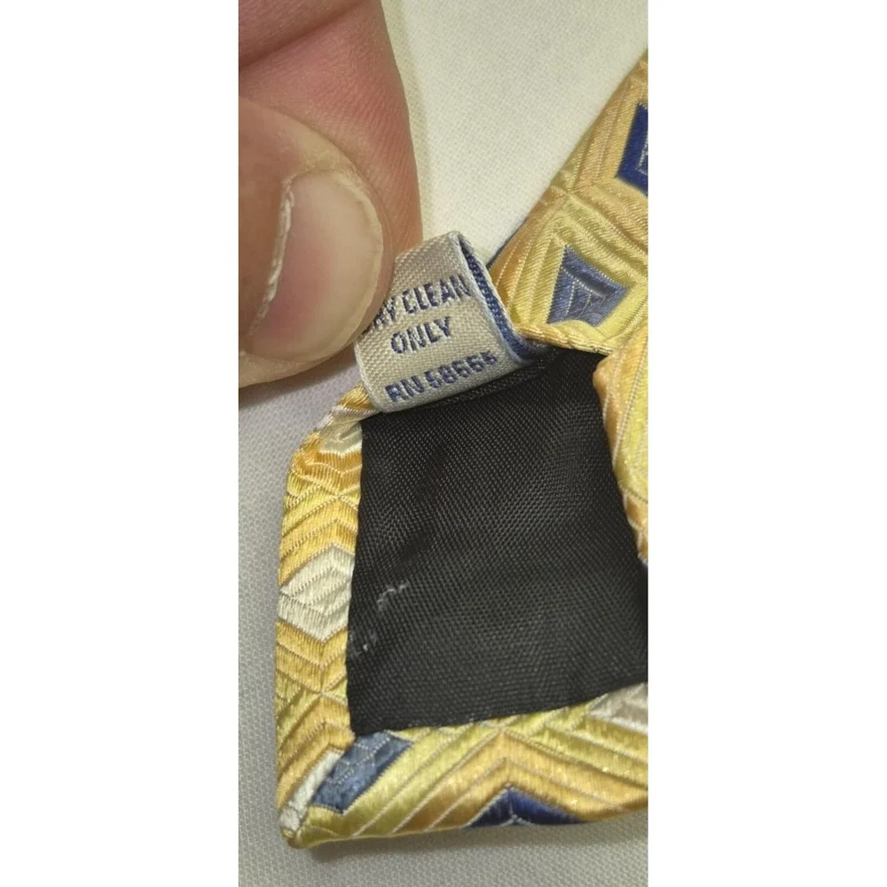 John W. Nordstrom Jacquard 100% Silk Tie Textured Gold Blue Executive Boardroom‎